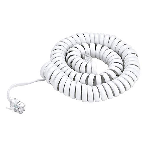 SAISN Telephone Handset Cord Modular Coiled Phone Curly Cable (15 Feet, White)