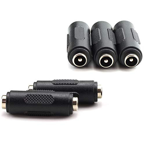 ToToT 5pcs 5.5x2.1mm DC Power Plug Connector CCTV DC Power Plug Adaptor Female to Female