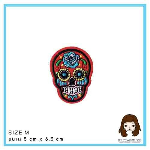 TNK- candy skull - red M0443 Embroidered Iron On or Sew On Patch TNK- candy skull - red M0443 Embroidered Iron On or Sew On Patch