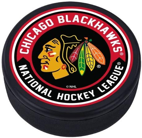 Mustang Chicago Blackhawks 3D Textured Arrow Souvenir Hockey Puck Mustang Chicago Blackhawks 3D Textured Arrow Souvenir Hockey Puck
