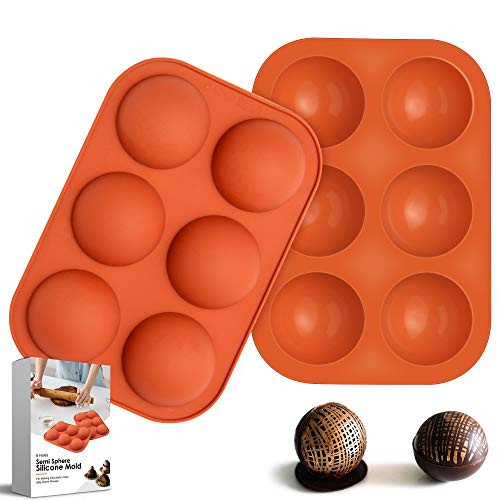 6-Holes Medium Semi Sphere Silicone Molds for Chocolate,Baking Mold for Making Hot Chocolate Bombs,Cake,Jelly,Pudding,Dome Mousse,Handmade Soap,Round Mold Non Stick,BPA Free Cupcake Baking Pan. (2)
