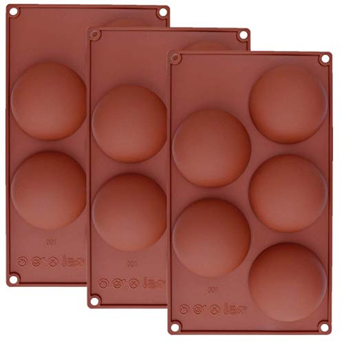 Silicone Chocolate Molds Semi Sphere - Round Baking Mold Kit for Making Chocolate Bomb,Dome Mousse,Cake,Candy,Jelly,Pudding,Handmade Soap(Pack of 3) (3 Packs 5-Cavity)
