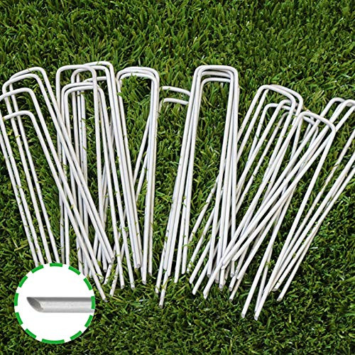 6 Inch Garden Stakes Galvanized Landscape Staples, U-Type Turf Staples for Artificial Grass, Rust Proof Sod Pins Stakes for Securing Fences Weed Barrier, Outdoor Wires Cords Tents Tarps, 100 Pcs