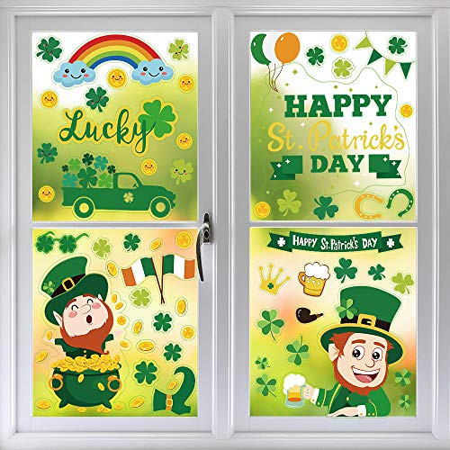 STEFORD St Patrick's Day Window Clings Stickers,145 Pieces Shamrock Window Decoration Clings Decals-St Patrick's Day Irish Party Supplies STEFORD St Patrick's Day Window Clings Stickers,145 Pieces Shamrock Window Decoration Clings Decals-St Patrick's Day Irish Party Supplies