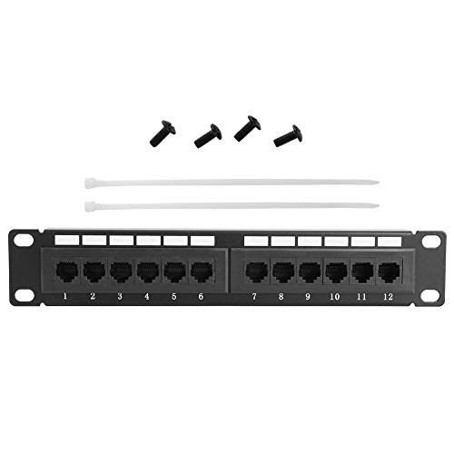 Patch Panel,UTP 12Port Cable Rack CAT6A RJ45 Ethernet Network Data Patch Panel Without Bracket