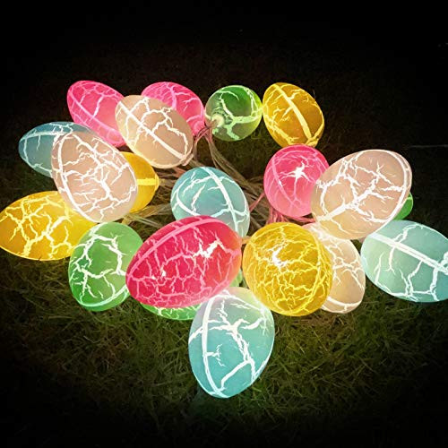 Evoio Easter Decorations, 10ft 20 Led Easter Eggs String Light Battery Powered Operated with Eggs-Shaped Fairy Lights for Home Party Indoor Outdoor Tree Decor Easter Hunt