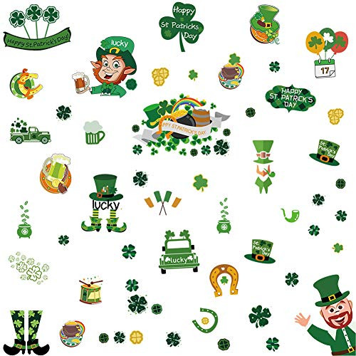 96PCS St Patrick's Day Window Clings Decals Decorations, 8 Sheets Lucky Shamrock Clover Window Stickers for St Patrick's Day Decorations, Glass Windows, Party, Irish Party Ornaments Supplies 96PCS St Patrick's Day Window Clings Decals Decorations, 8 Sheets Lucky Shamrock Clover Window Stickers for St Patrick's Day Decorations, Glass Windows, Party, Irish Party Ornaments Supplies
