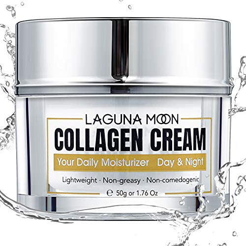 Lagunamoon Collagen Cream for Face, Day and Night Face Cream with Hydrolyzed Collagen, Hyaluronic Acid, Vitamin E to Moisturize and Nourish Skin, Paraben free and Non Comedogenic Face Moisturizer for Women, 1.76oz
