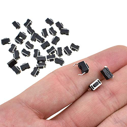 Auleswet 3x6x4.3mmmm Tactile Tact Push Button Switches Clicky Total 60 Pcs 2 Pin The Patch Type Panel PCB Momentary for Testing Breadboards Prototyping Easy to Solder in Springy Legs