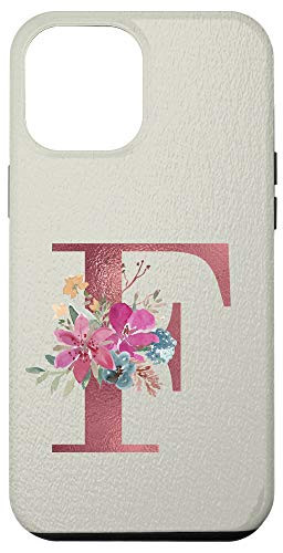 iPhone 12 Pro Max Initial F Monogram Illustrated Floral Watercolor Art Phone Case