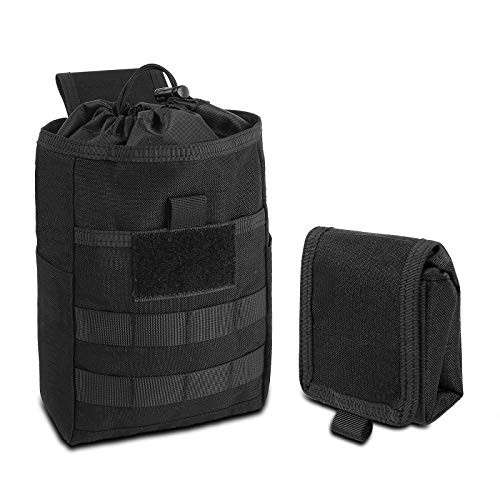 CS Force Molle Dump Pouch, Drawstring Magazine Mag Dump Pouch, Tactical Roll Up Utility Pouch Waist Bag, 1000D Nylon, Black