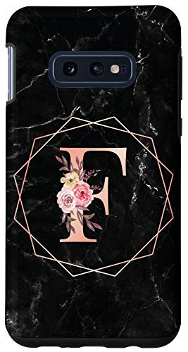 Galaxy S10e Initial Letter F Monogram Rose Pink Flower Personalized Gift Case