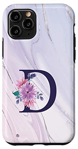 iPhone 11 Pro Purple Flower Initial Letter D Monogram Personalized Gifts Case