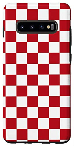 Galaxy S10Plus Checkerboard, Red and White Checkered, Checker Board Case