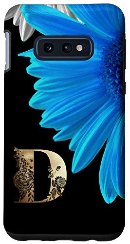Galaxy S10e Initial D Monogram Blue Daisy Flower Phone Case