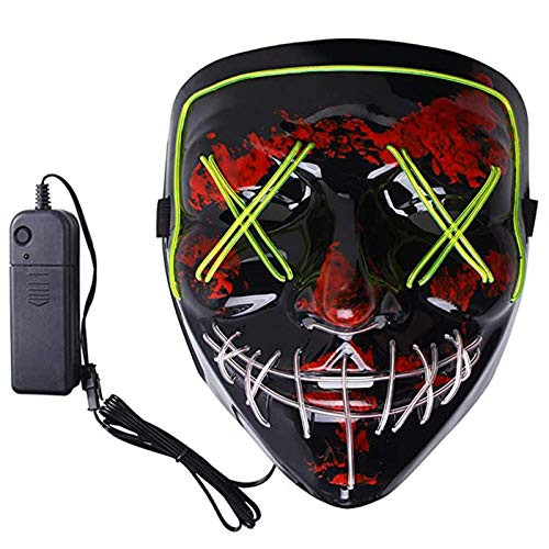 ANRIS Halloween Scary Mask Cosplay Led Costume Mask EL Wire Light up for Halloween Festival Party (B)