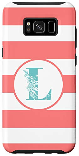 Galaxy S8Plus Letter L Initial Monogram Pink And White Stripes Phone Case