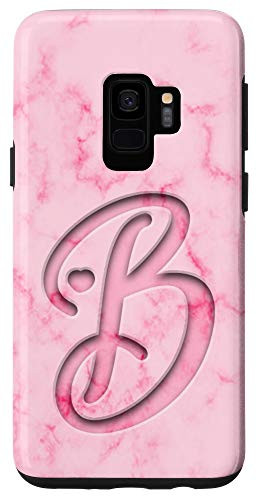 Galaxy S9 Monogram Initial Letter B with Heart - Pink Case