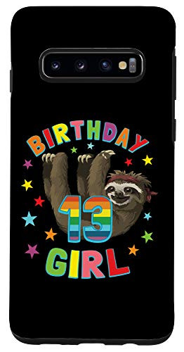 Galaxy S10 Girl 13th Birthday Sloth 13 Year Old B-day Party Kids Case