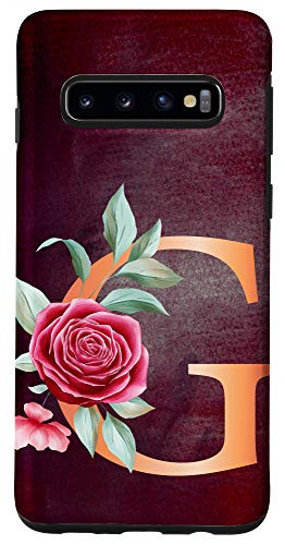 Galaxy S10 Letter G Alphabet Pink Flower Monogram Case