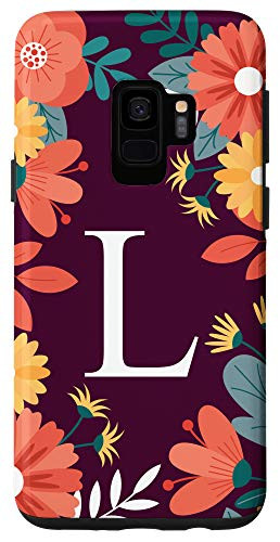 Galaxy S9 Initial Letter L Monogram Floral Flower Personalized Gifts Case