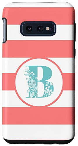 Galaxy S10e Letter B Initial Monogram Pink And White Stripes Phone Case