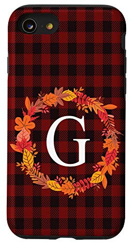 iPhone SE (2020) / 7 / 8 Buffalo Plaid Initial Letter G Monogram Personalized Gifts Case