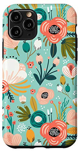 iPhone 11 Pro Flowers Floral Garden Coral Pink  and  Mint Pattern AEN128 Case