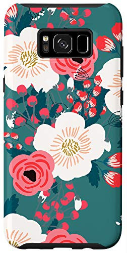 Galaxy S8Plus Garden Flower Florals Teal Pink  and  White Pattern AEN059 Case