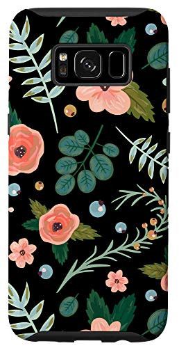 Galaxy S8 Garden Flowers Florals Mint Coral  and  Black Pattern AEN104 Case