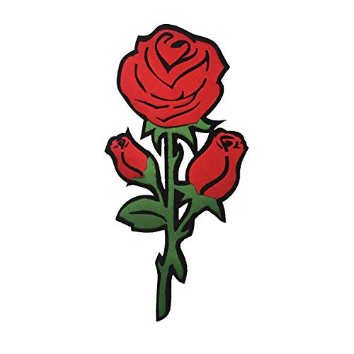 Embroidered Big Patch Sew On Patch Applique and Iron On Rose Patch Embroidered Flower for Clothing, Jeans, Jackets (Red)