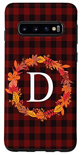 Galaxy S10 Buffalo Plaid Initial Letter D Monogram Personalized Gifts Case