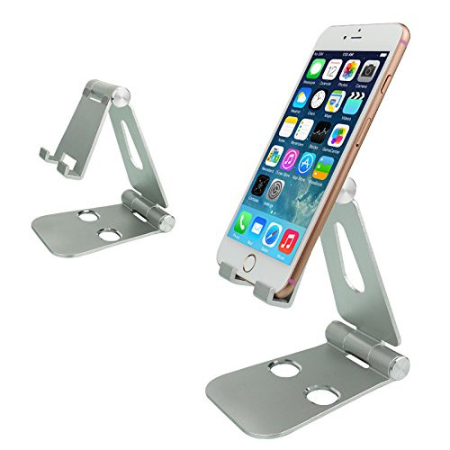 Portable multi-angle stand, universal foldable desk stand, dock for Smartphones, Tablets and E-readers. (Silver)