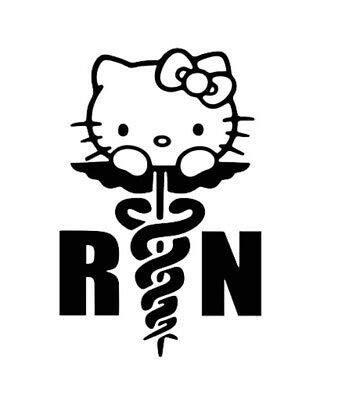 MAF Hello Kitty RN Medical Nurse Vinyl Decal Black 5" - Sticker for Laptop, Car, Truck, Wall Art