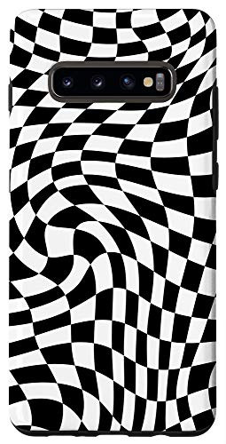 Galaxy S10Plus Crazy Checkers Black Checkered Board White Girly Phone Case
