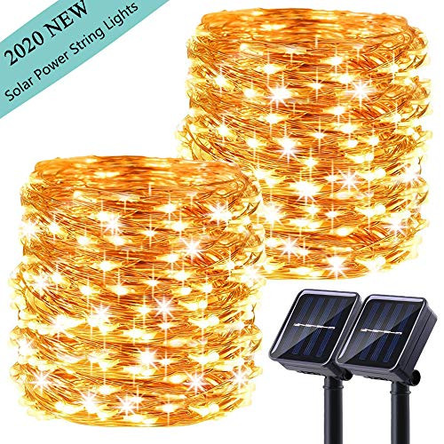 LiyuanQ Upgraded Solar Powered String Lights, 2 Pack 8 Modes 100 LED Solar Fairy Lights Waterproof 33ft Copper Wire Lights Outdoor Garden String Light for Home Patio Yard Party Decoration (Warm White) LiyuanQ Upgraded Solar Powered String Lights, 2 Pack 8 Modes 100 LED Solar Fairy Lights Waterproof 33ft Copper Wire Lights Outdoor Garden String Light for Home Patio Yard Party Decoration (Warm White)
