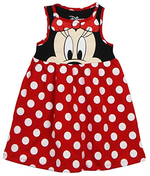 Disney Toddler Girls Minnie Face Dress, Red Polka Dot 3T Disney Toddler Girls Minnie Face Dress, Red Polka Dot 3T