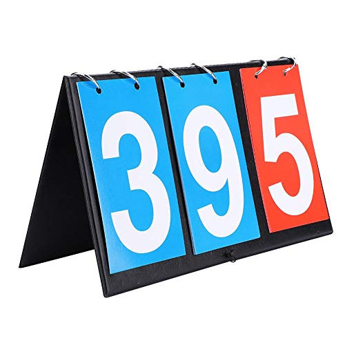 Bnineteenteam Tabletop Scoreboard Flipper,2/3/4 Digit Scoreboard Score Keeper Flip Portable Flip Sports Scoreboard for Table Tennis Football Volleyball Basketball(3 Digit-RedPlusBlue)
