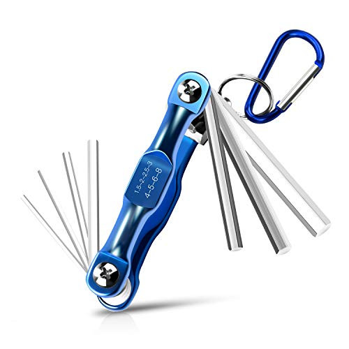 Folding Hex Key Allen Wrench Set 8-Piece Metric Hex Allen Key Wrench Sets CR-V Chrome Vanadium Steel Sizes 1.5, 2, 2.5, 3, 4, 5, 6, 8mm