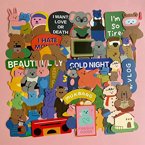 50 Pcs Cute Bear Sticker Pack for Kid, Waterproof Vinyl Stickers for Water Bottle Hydro Flask Skateboard Laptop Computer Phone, Cute Animal Sticker