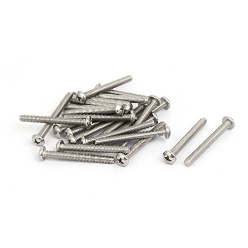 uxcell 8-32x1-1/2-inch 304 Stainless Steel Phillips Pan Head Machine Screw Bolt 25pcs
