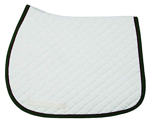 TuffRider Basic All Purpose Saddle Pad w/Trim and Piping - White/Hunter/Burgundy Standard