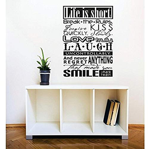 Design with Vinyl RE 3 C 2429 Life is Short Break The Rules Image Quote Vinyl Wall Decal Sticker, 20 x 30", Black Design with Vinyl RE 3 C 2429 Life is Short Break The Rules Image Quote Vinyl Wall Decal Sticker, 20 x 30", Black