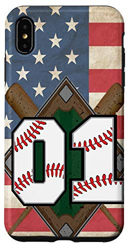 iPhone XS Max Baseball Number 1 Baseball Diamond Bats Number One US Flag Case