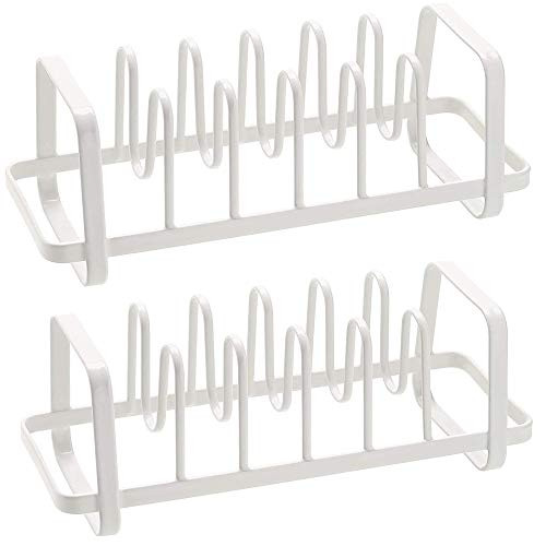 SANNO Pot Lid Holders ack Organizer Pot lid Organizer Rack for Cabinet, Bakeware Rack,Kitchen Cookware Pantry Cabinet Storage Rack (pack of 2)