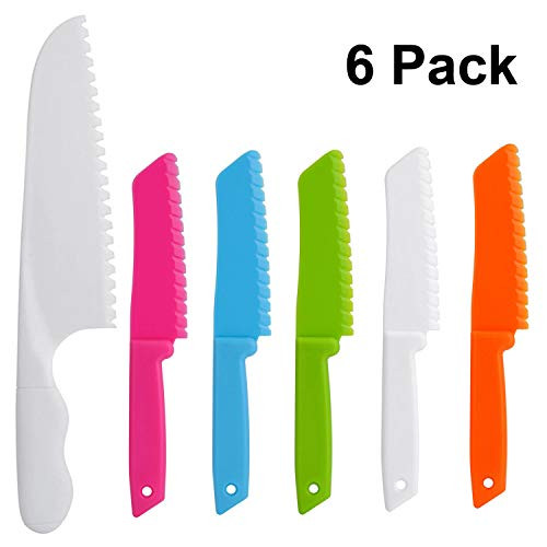 ONUPGO Knives for Kids Children's Cooking Kitchen Knife Set (6 Pieces), The Perfect Kids Chef Nylon Knife - Toddlers Baking Knives, Safe Plastic Knives for Fruit, Bread, Cake, Lettuce Knife