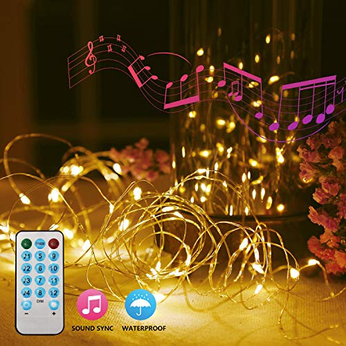 EMITTING 27FT 80 LEDs Copper Wire String Lights, Battery Operated Fairy String Lights, Waterproof 8 Modes LED String Lights with Remote Control for Decoration Home Indoor  and  Outdoor (Warm White)