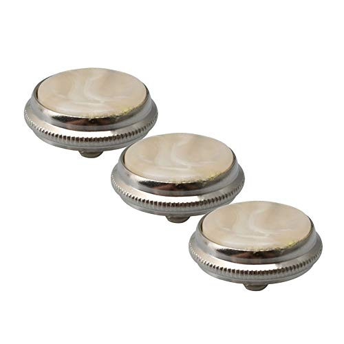 Mxfans 3pcs Silver Zinc Alloy Trumpet Finger Buttons Concave Beige Shell Inlay