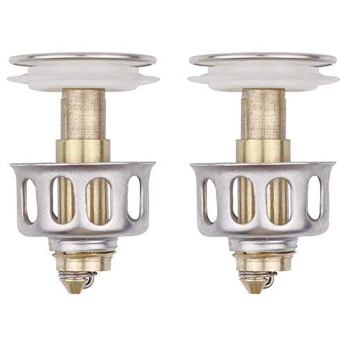 NATIFOT Universal Sink Drain Strainer Drain Stopper, Bathtub Drain Stopper Cover Plug Wash Basin Bounce Drain Filter, 1.38'' Pop Up Bathroom Sink Drain Stopper, Leakproof Bathtub Drain Plug (2Pcs)