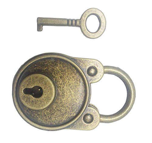 Mini Bronze Vintage Style Lock Mini Bear Head Antique Lock Replica Padlock with Keys,1 Pack